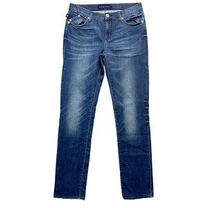 Rock Republic Denim Jeans Slim Fit Dark Wash Embellished Pockets‎ Size 27